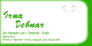 irma debnar business card