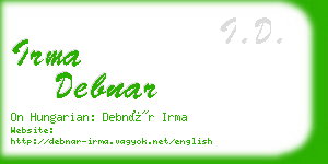 irma debnar business card